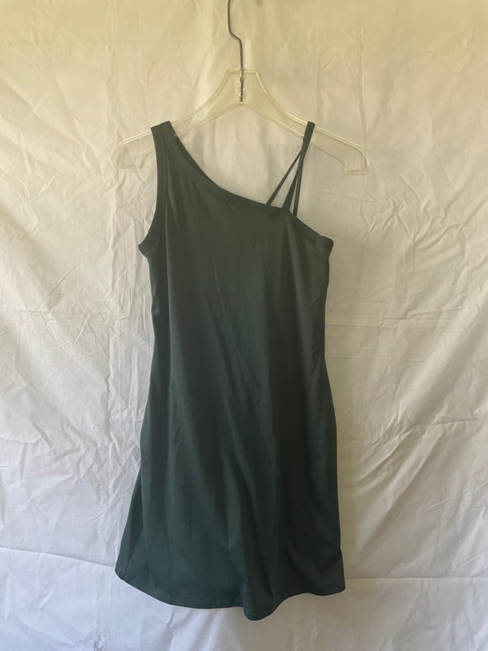 all in motion One-Shoulder Dark Green Girls' Dress with Double Strap Detail
